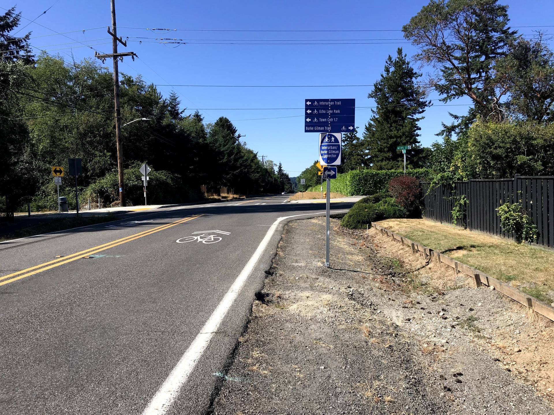 Before of the new shared-use sidewalk on 1st Avenue NE near the intersection with NE 195th Street