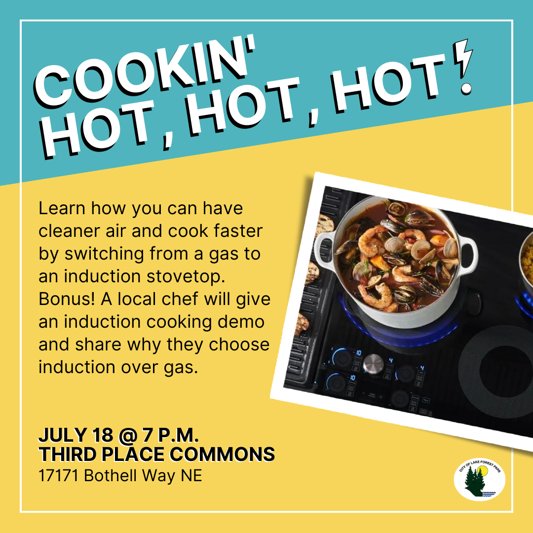 Ad for a July 18 workshop on induction cooking. 