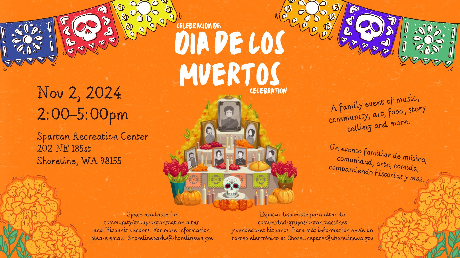 Presentación Día de Muertos Ilustrado Naranja