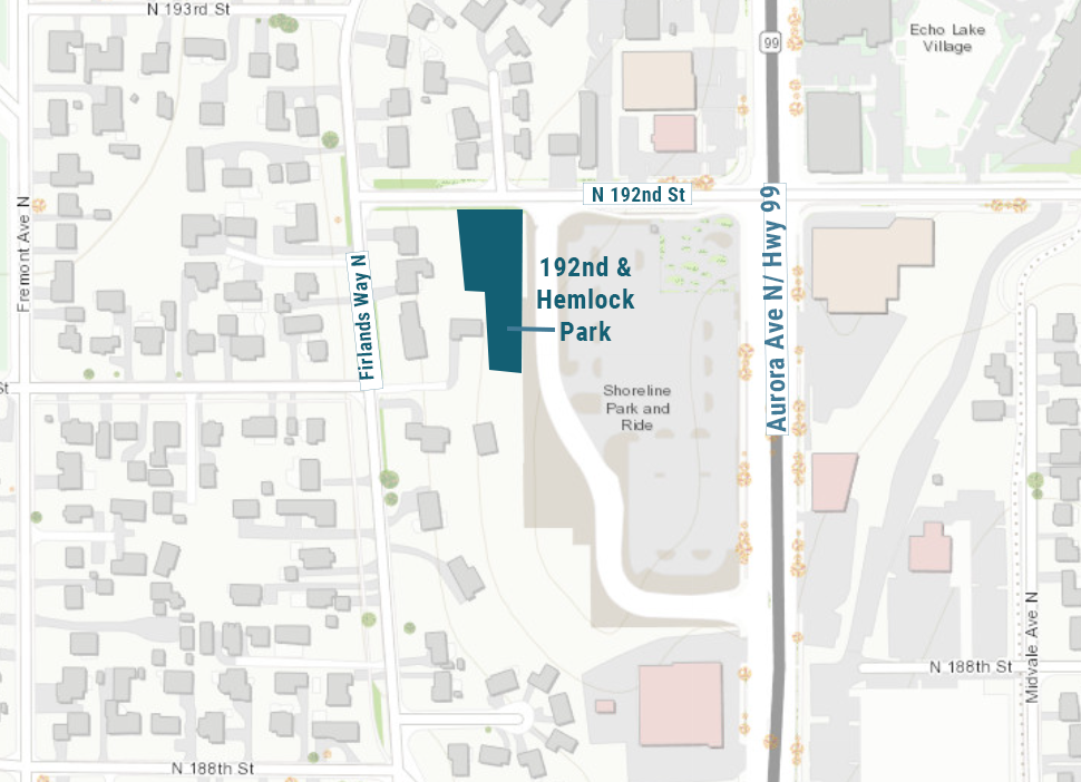 Map of park located west of Park and Ride and 192nd