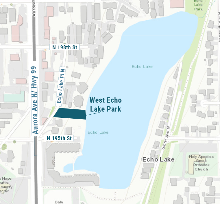 Map of property located adjacent to Echo Lake at 19512 Echo Lake Place N