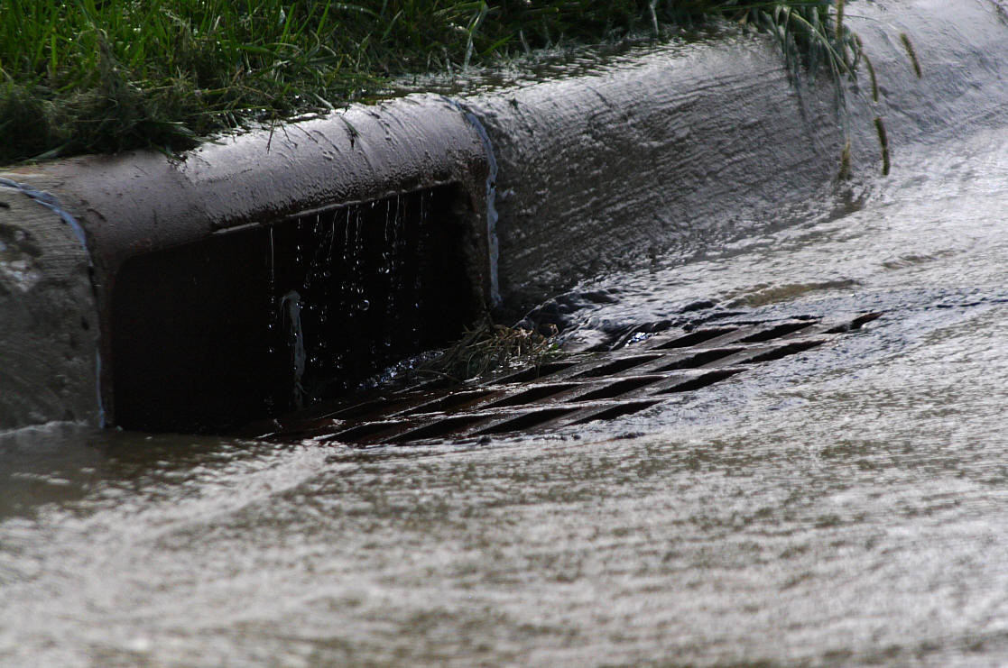 storm drain with water